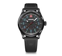 Wenger Men’s Watch Terragraph Ø 43 mm, Swiss Made, Analogue Quartz, Water-Resistant up to 100 m, Silicone Strap, Black, 01.0541.127