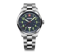 Wenger Men’s Watch Terragraph Ø 43 mm, Swiss Made, Analogue Quartz, Water-Resistant up to 100 m, Stainless Steel Strap, Blue/Silver, 01.0541.123
