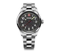 Wenger Men’s Watch Terragraph Ø 43 mm, Swiss Made, Analogue Quartz, Water-Resistant up to 100 m, Stainless Steel Strap, Black/Silver, 01.0541.122