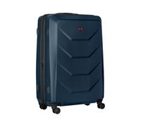 Wenger Prymo Large Navy | Large suitcase 52 x 76 x 30 cm for holidays with 4 double wheels, secure double-coil zipper and telescopic handle.