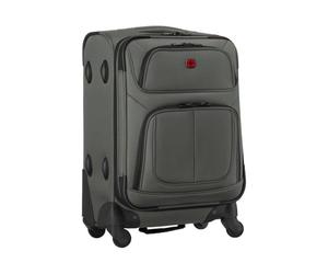 WENGER Sion Carry-On Soft-Shell Suitcase, Hand Luggage, Trolley, 40 (45) l, Expandable, Women Men, Travel Vacation, Gray, 653585