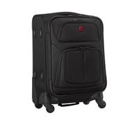 Wenger Sion Carry-On Soft-Shell Suitcase S, 40/45 l Expandable, Black | Cabin suitcase 38 x 54 x 24 cm for holidays with 4 wheels, lockable zippers, front pockets and waterproof bag