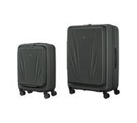 WENGER Skyon 2-Piece Suitcase Set, Carry-On Luggage + Large Travel Case, Hard-Shell, Trolley, Laptop and Tablet Compartment, Security Lock, Anthracite, 653570