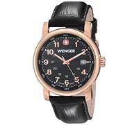 Wenger Urban Classic PVD Men's Quartz Watch with Black Dial Analogue Display and Black Leather Strap 011041108