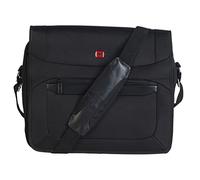 Wenger W73012292 Business Messenger Bag with Shoulder Strap, Padded Laptop Tablet Computer Pocket, Suitcase Handle Slot, Great for Transporting From Home to Office, Extra Pockets, 16 inches, Black