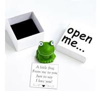 WENGIFT Frog Pocket Hug - “Open Me” Matchbox Gift with Tiny Frog & Card, Cute I Love You Gift for Boyfriend, Girlfriend or Valentine’s Day