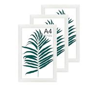 WENGTIAO A4 Picture Frame 3 Pack, A4 White Photo Wooden Frame Thickness 2cm, with Stand Tabletop or Wall Hanging for Prints Photos Poster