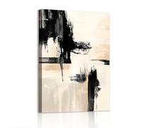 WENGTIAO Minimalist Ink Painting Canvas Wall Art Prints Framed Pictures Abstract Black Beige Gray Painting on Canvas Living Room Bedroom Home Wall Decor Ready to Hang 40x60 cm