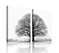 WENGTIAO Set of 2 Black and White Tree of Life Canvas Wall Art Framed Nature Landscape Winter Tree Pictures on Canvas for Modern Living Room Bedroom Home Wall Decor 50x70cmx2