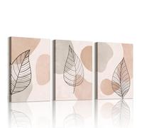 WENGTIAO Set of 3 Abstract Leaves Canvas Wall Art Prints Framed Pictures Boho Minimalist Aesthetic Painting on Canvas for Modern Living Room Bedroom Home Wall Decor 40x60cmx3