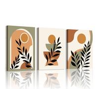 WENGTIAO Set of 3 Boho Abstract Geometric Canvas Wall Art Framed Pictures, Colourful Minimaliste Botanical Neutral Painting on Canvas for Modern Living Room Bedroom Wall Decor 30x40cmx3