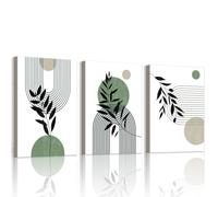 WENGTIAO Set of 3 Boho Abstract Geometric Line Canvas Wall Art Prints Framed Pictures Sage Green Minimalist Botanical Plants Painting on Canvas Living Room Bedroom Home Wall Decor 40x60cmx3