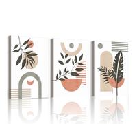 WENGTIAO Set of 3 Boho Botanical Plants Canvas Wall Art Prints Framed Pictures Minimalist Abstract Geometric Line Painting on Canvas Living Room Bedroom Home Wall Decor Ready to Hang 30x40cmx3