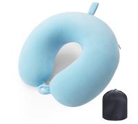 WENGX Travel Pillow Neck Pillow Memory Foam Travel Pillows Head Support Cushion for Airplane Train Car Office Travel Essential Flight Pillows for a Long Hauls Sleeping Rest (Pale Blue)