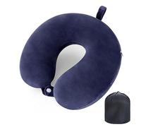WENGX Travel Pillow Neck Pillow Memory Foam Travel Pillows Head Support Cushion for Airplane Train Car Office Travel Essential Flight Pillows for a Long Hauls Sleeping Rest (Navy Blue)