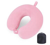 WENGX Travel Pillow Neck Pillow Memory Foam Travel Pillows Head Support Cushion for Airplane Train Car Office Travel Essential Flight Pillows for a Long Hauls Sleeping Rest (Pink)