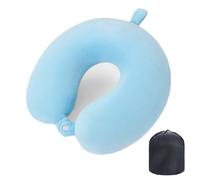 WENGX Travel Pillow Neck Pillow Memory Foam Travel Pillows Head Support Cushion for Airplane Train Car Office Travel Essential Flight Pillows for a Long Hauls Sleeping Rest (Pale Blue)