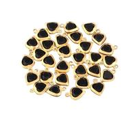 WENH 10pcs/lot Color Heart Crystal Charms Stainless Steel Edged Pendants for DIY Necklace Earring Bracelet Jewelry Making Accessories(Gold Black)