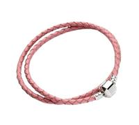 WENH 12 Colors Double Layer Braided Leather Bracelet Fit Original Charm Bracelets Jewelry Making for Women Men(Pink)
