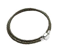 WENH 12 Colors Double Layer Braided Leather Bracelet Fit Original Charm Bracelets Jewelry Making for Women Men(Green)
