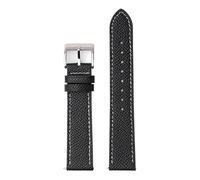 WENH 18mm 20mm 22mm Leather Watchband Quick Release Watch Band Hand-Made(Black white line 1,18mm)
