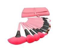 WENH 24 Pcs Wooden Makeup Brushes Set With Bag Eyeshadow Eyebrow Eyeliner Foundation Shadows Brush Professional Cosmetic Make Up Tool(Plastic Pink)