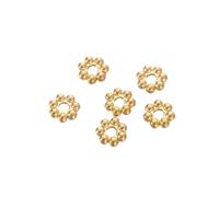 WENH 30Pcs Stainless Steel Daisy Snowflake Spacer Beads Flower Shape Loose Bead Cap for DIY Jewelry Making Bracelet Necklace(Gold,4mm)