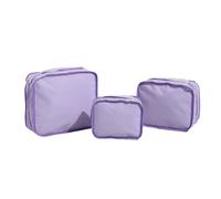 WENH 3pcs Seersucker Makeup Bag Large Capacity Box Striped Cosmetic Travel Rolling Luggage Storage Bag for Women(Purple)