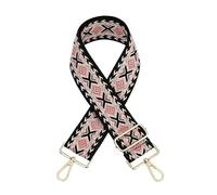 WENH 5cm Wide Women's Bag Strap Embroidery Nylon Webbing Band For Crossbody Bags Adjustable Shoulder Straps Handbag Accessory(A-15,GunBlack Buckle)