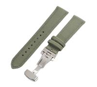 WENH Butterfly Buckle Nylon Sailcloth Deployment Watch Strap 18mm 19mm 20mm 21mm 22mm 24mm Quick Release Band Waterproof Watchband(Green,24mm)