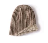 WENH Cashmere Beanies For Women Winter Double-sided Wearable Bonnet Warm Thick 2 Layer Twisted Beanie