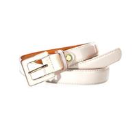 WENH Casual Versatile Patent Leather Belt Women Candy-coloured Cowhide Thin Belt Fashion Solid-coloured Accessories Classic Waistband(White)