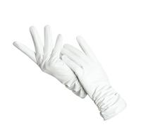 WENH Classic Pleated Leather Gloves Women Color Real Leather Gloves Women Sheepskin Genuine Leather Winter Gloves Women(WHITE,7.5)