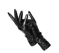 WENH Classic Pleated Leather Gloves Women Color Real Leather Gloves Women Sheepskin Genuine Leather Winter Gloves Women(Black,7.5)