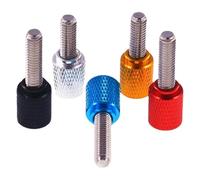 WENH Colourful Thumb Screw M6*L 6-100mm Aluminum Alloy/Stainless Steel Flat Head Knurled Hand Grip Knob Step Machine Bolts(Wine red,M6xL 25mm-(5pcs))