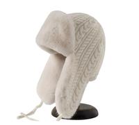 WENH Extended Ear Protection Hat Women's Knitted Hat Winter Cycling Warm And Cold Proof Korean Edition Versatile Hat(White)