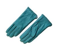 WENH Ladies Gloves Classic Solid Color Versatile Leather Spring Knit Lining Cycling Driving Gloves Autumn(SKY BLUE,7)