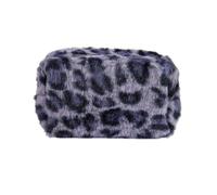WENH Large Capacity Leopard Print Plush Makeup Bag Cosmetic Storage Bag Zipper Toiletry Bag Wash Pouch Travel Organizer(Purple)