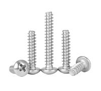 WENH M1.2 M1.7 M2 M2.2 M2.5 M2.6 M3 M3.5 M4 M5 304 Stainless Steel Cross Recess Pan Round Head Flat End Self-Tapping Screws(Length 16mm,M5 (15Pcs))
