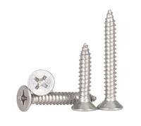 WENH M1-M6 Self-tapping Screws 304 Stainless Steel Flat Head Recessed Countersunk Bolts Woodworking Wood Screw 10pcs-55pcs(40mm,M6(10pcs))