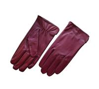 WENH Men's Driving Gloves Solid Color Thin Single Leather Unlined Fashion Ripple Riding Motorcycle Gloves(Burgundy,9)
