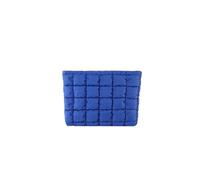 WENH Plaid Quilted Makeup Bag for Women Puffy Pouch Travel Cosmetic Bags Large Capacity Cotton Toiletry Organizer Storage Aesthetics(Blue)
