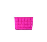 WENH Plaid Quilted Makeup Bag for Women Puffy Pouch Travel Cosmetic Bags Large Capacity Cotton Toiletry Organizer Storage Aesthetics(Red)