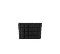 WENH Plaid Quilted Makeup Bag for Women Puffy Pouch Travel Cosmetic Bags Large Capacity Cotton Toiletry Organizer Storage Aesthetics(Black)