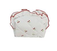 WENH Quilted Makeup Bag Floral Large Cute Cosmetic Bag Coquette Travel Makeup Pouch Aesthetic Portable Zipper Toiletry Storage Bag(Cherry)