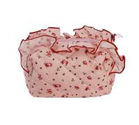 WENH Quilted Makeup Bag Floral Large Cute Cosmetic Bag Coquette Travel Makeup Pouch Aesthetic Portable Zipper Toiletry Storage Bag(Rose)