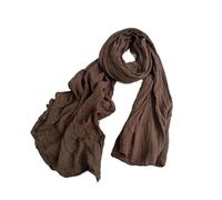 WENH Spring Summer Japanese Style Men's Women's Versatile Cotton Linen Scarf Classic Stripe Long Double Purpose Neck Protection(Cotton linen Brown 60 * 230cm)
