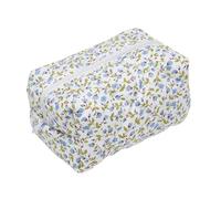 WENH Storage Organizer Floral Puffy Quilted Makeup Bag Flower Printed Cosmetic Pouch Large Travel Cosmetic Bag Makeup Accessory(Black)