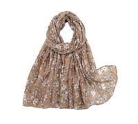 WENH Thin Printed Scarf Women Viscose Cotton Shawl Design Floral Hijabs(Dark Grey)