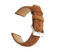 WENH Vintage Suede Leather Watch Strap 18mm 19mm 20mm 22mm Handmade Watchband Grey Brown Replacement Belts For Accessories(Brown 1,22mm)